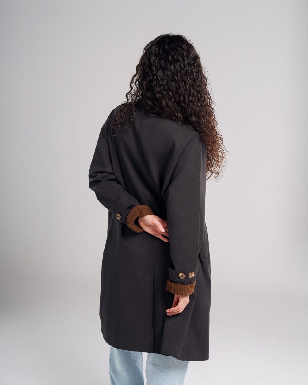 Black Oversized Light Gabardine Coat Coats IN YOUR SHOE 
