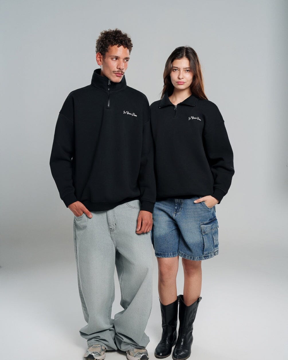 Black Oversized Quarter Zipper Quarter Zipper IN YOUR SHOE S 