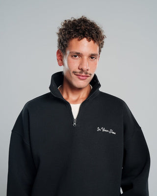Black Oversized Quarter Zipper Quarter Zipper IN YOUR SHOE 
