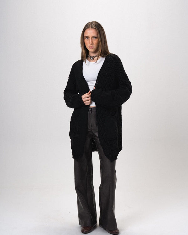 Black Oversized Sleeves Cardigan