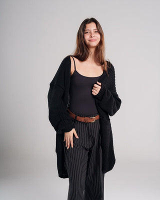 Black Oversized Sleeves Cardigan Cardigans IN YOUR SHOE S-M 