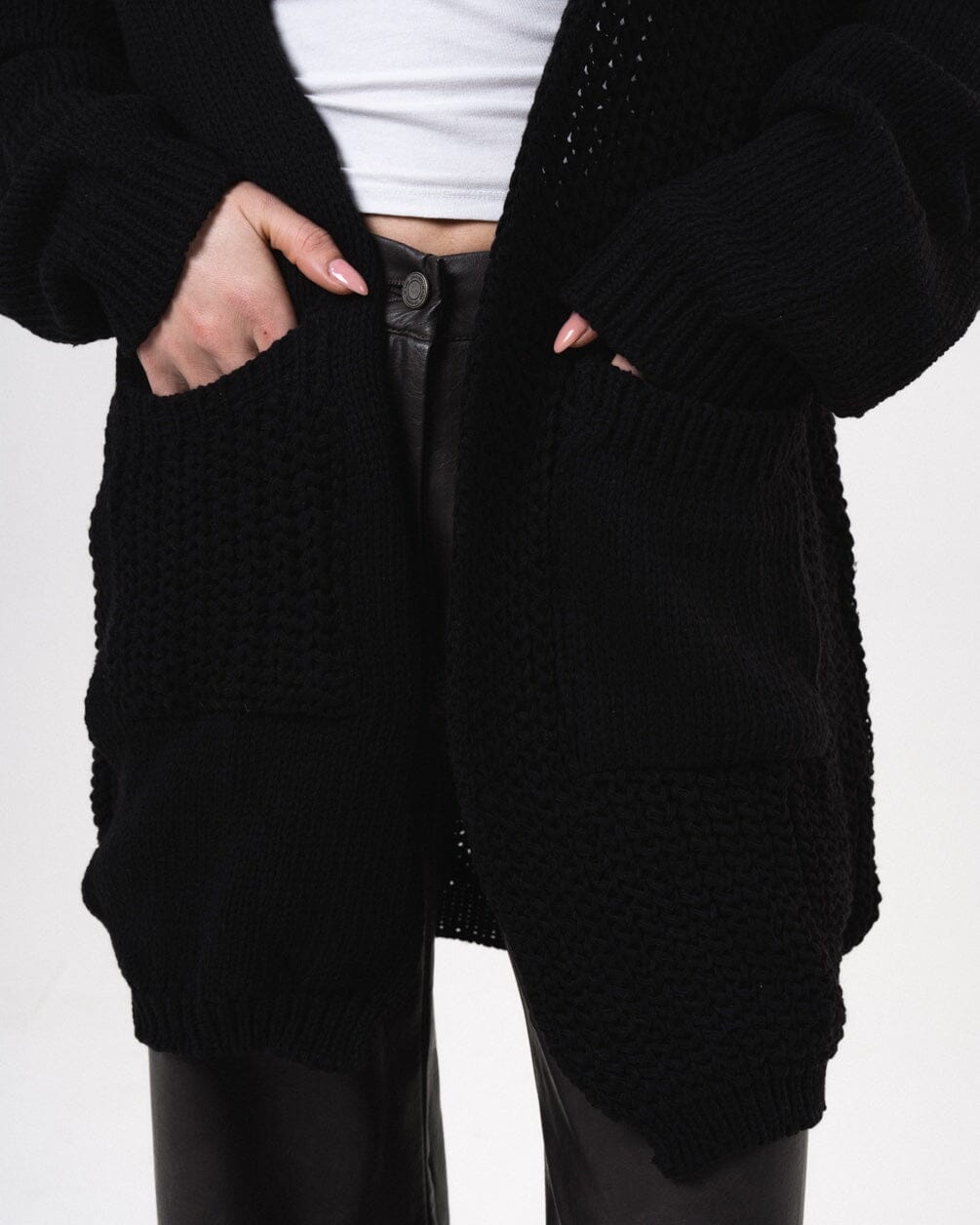 Black Oversized Sleeves Cardigan Cardigans IN YOUR SHOE 
