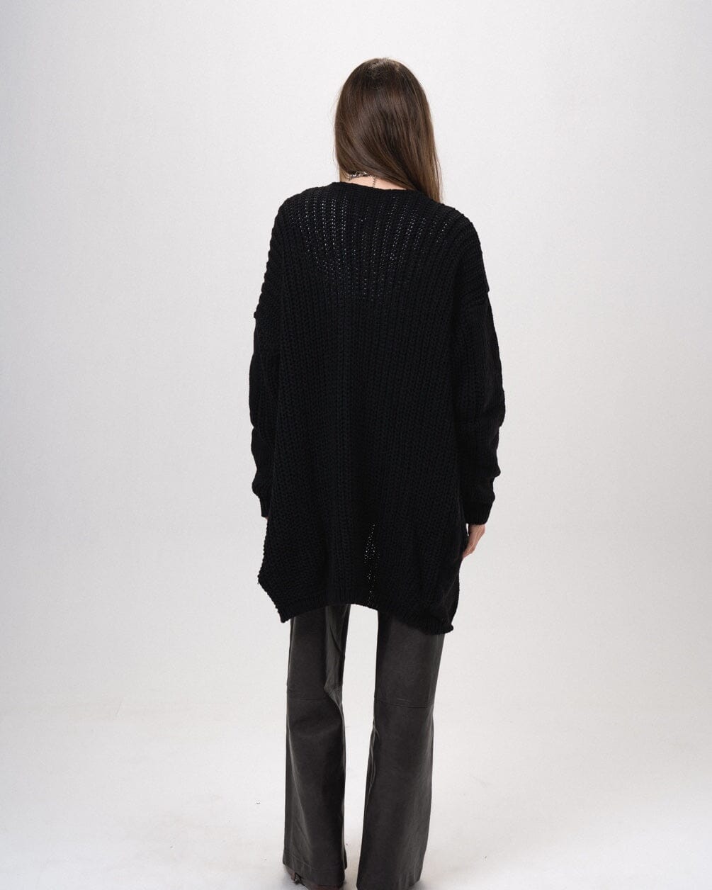 Black Oversized Sleeves Cardigan Cardigans IN YOUR SHOE L-XL 