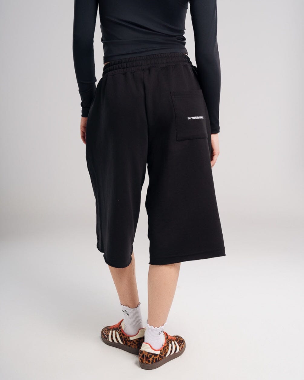 Black Oversized Sweat Jorts Jorts IN YOUR SHOE 