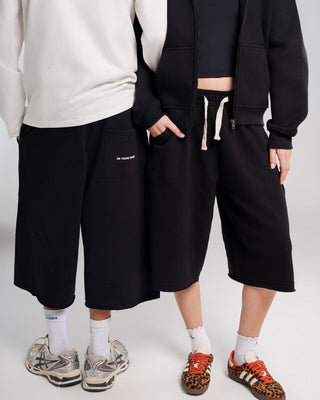 Black Oversized Sweat Jorts Jorts IN YOUR SHOE L 