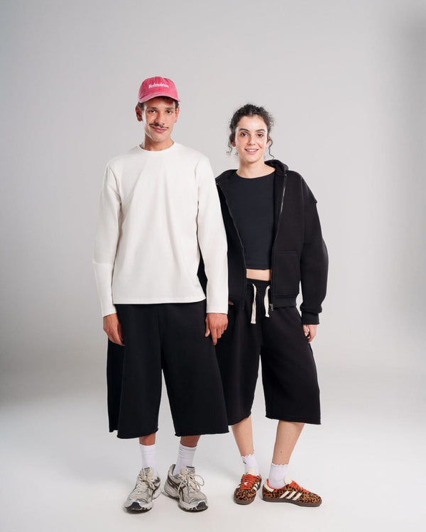 Black Oversized Sweat Jorts
