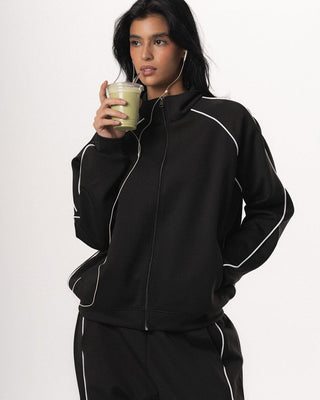 Black Oversized Track Jacket Track Jacket IN YOUR SHOE S 