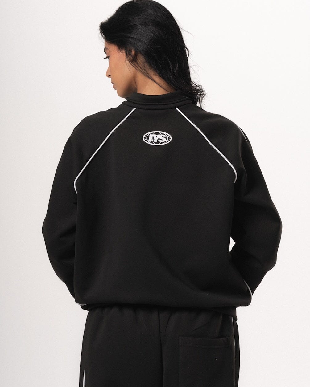 Black Oversized Track Jacket Track Jacket IN YOUR SHOE L 