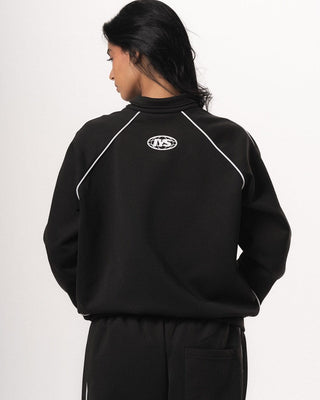 Black Oversized Track Jacket Track Jacket IN YOUR SHOE L 