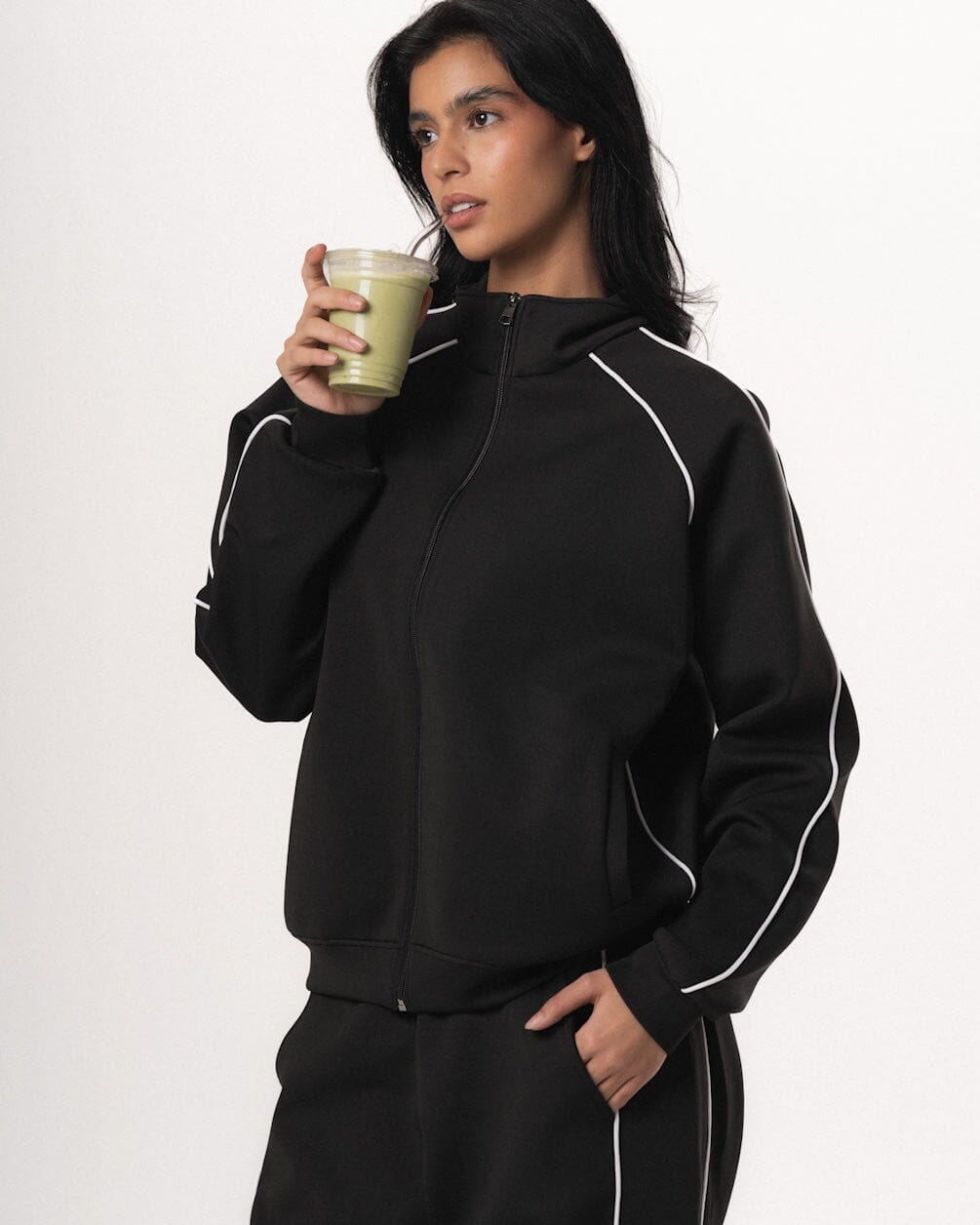 Black Oversized Track Jacket Track Jacket IN YOUR SHOE XL 
