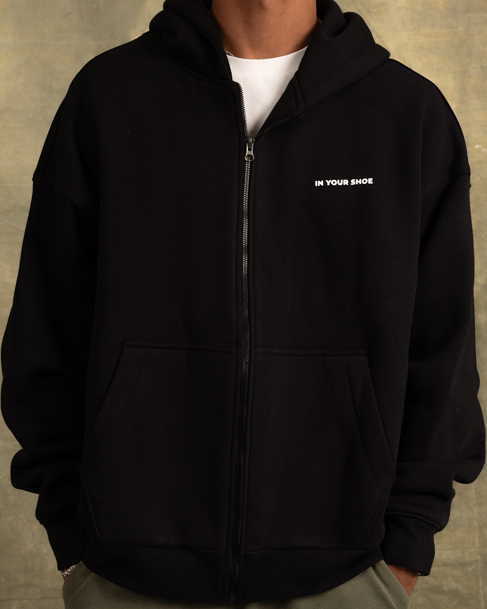 Black Oversized Zip-Up Hoodie Zip Up Hoodies IN YOUR SHOE 