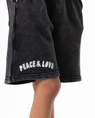 Black Peace & Love Wide-Leg Washed Sworts Sworts IN YOUR SHOE 