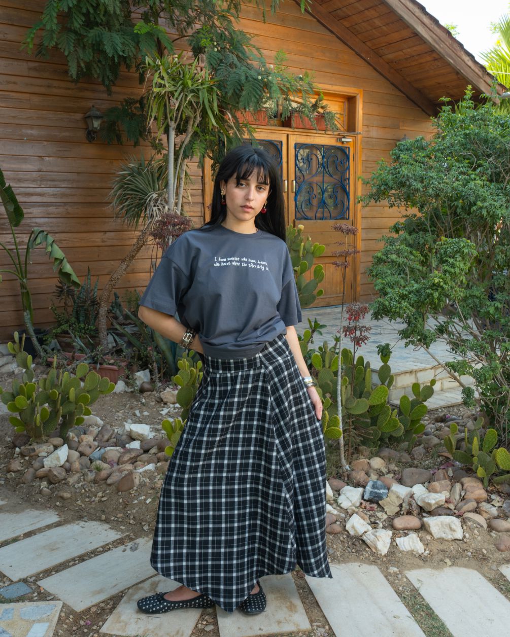 Black Plaid Asymmetric Cross Skirt Skirt IN YOUR SHOE S 