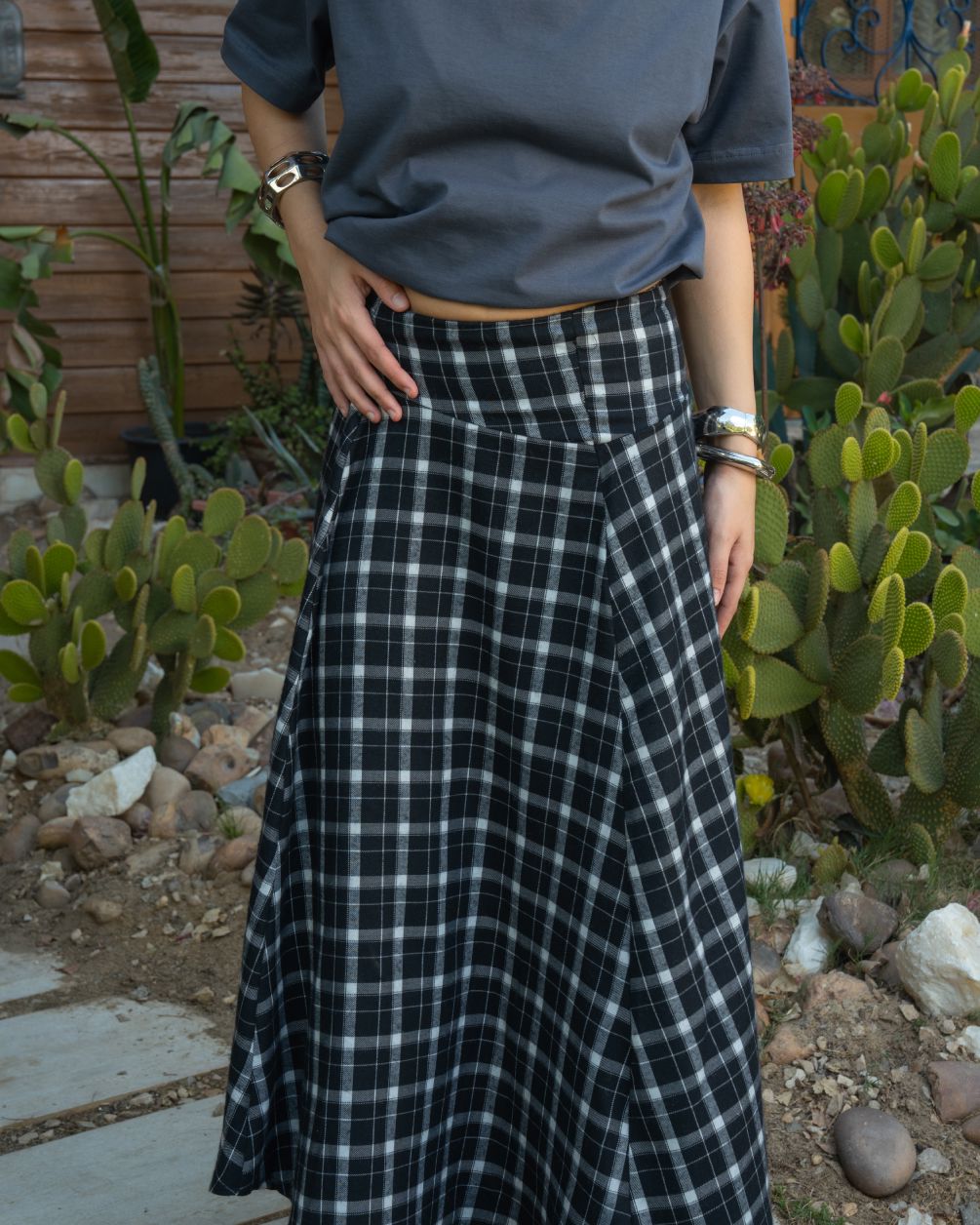 Black Plaid Asymmetric Cross Skirt Skirt IN YOUR SHOE 