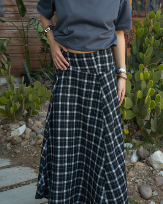 Black Plaid Asymmetric Cross Skirt Skirt IN YOUR SHOE 
