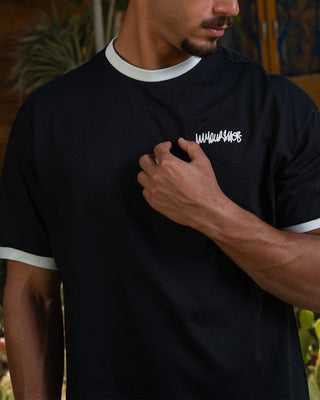 Black Retro Oversized Tee Printed Oversized Tees IN YOUR SHOE 