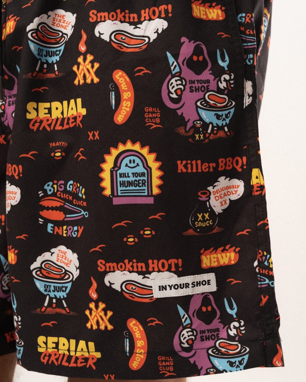 Black Serial Griller Swim Shorts Swim Shorts IN YOUR SHOE XXL 
