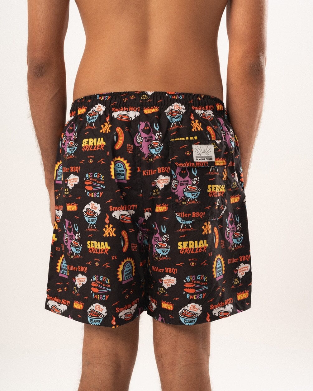 Black Serial Griller Swim Shorts Swim Shorts IN YOUR SHOE M 