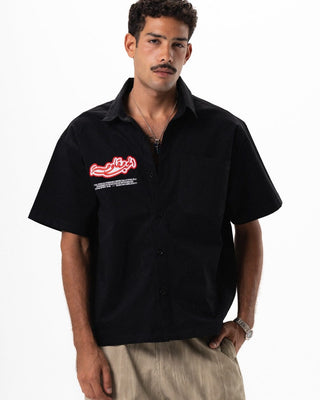 Black Short Sleeve Worker Shirt Worker Shirt IN YOUR SHOE M 