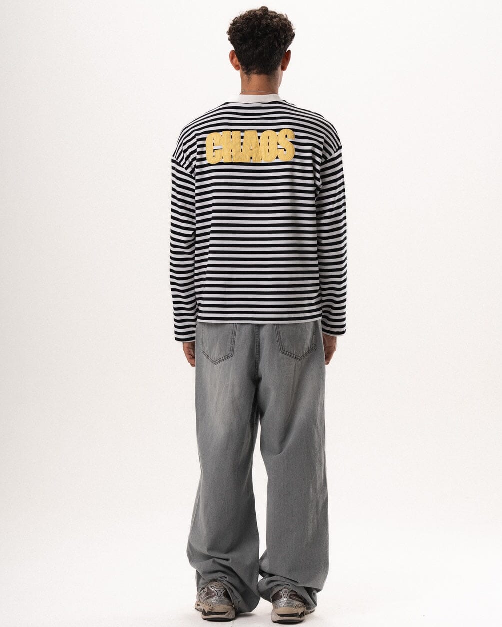 Black Striped Long Sleeve Boxy Tee Boxy Long Sleeves IN YOUR SHOE M 