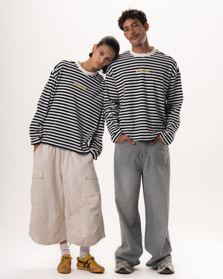 Black Striped Long Sleeve Boxy Tee Boxy Long Sleeves IN YOUR SHOE S 