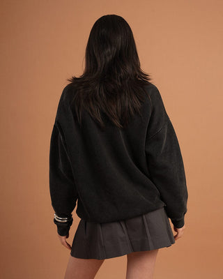 Black Washed Boxy Crewneck Acid Washed Crewnecks IN YOUR SHOE 