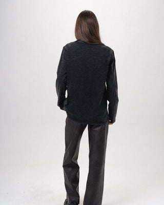 Black Washed Long Sleeves Long Sleeves IN YOUR SHOE L 