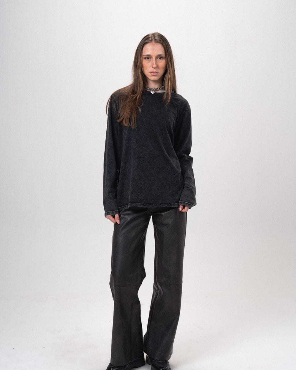 Black Washed Long Sleeves Long Sleeves IN YOUR SHOE M 