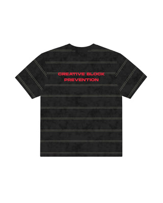 Black Washed Striped Boxy Tee Printed Boxy Tee IN YOUR SHOE 