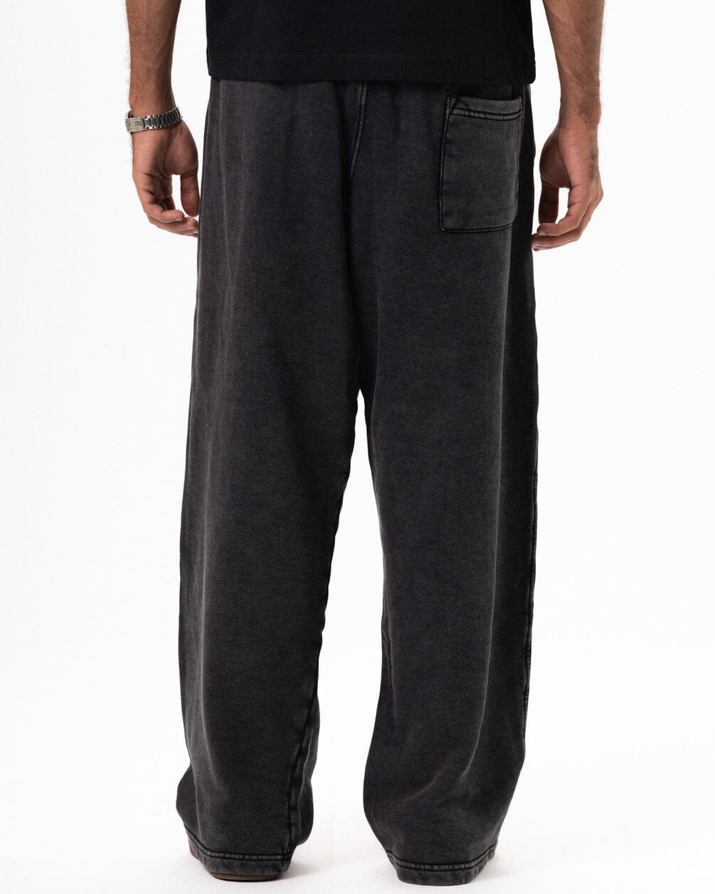 Black Washed Wide Leg Swants Swants IN YOUR SHOE L 