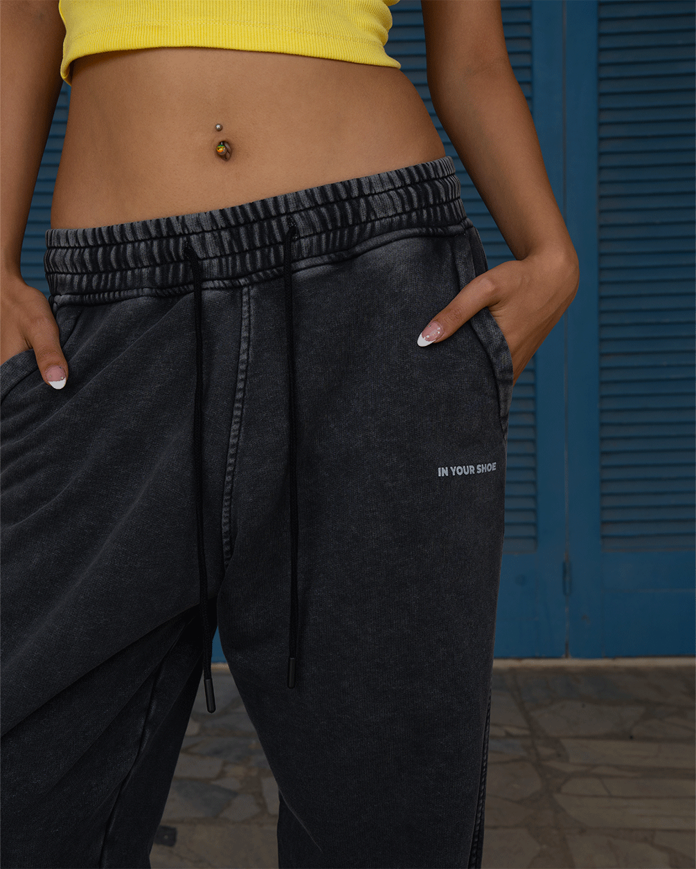 Black Washed Wide Leg Swants Swants IN YOUR SHOE 
