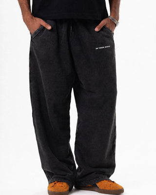 Black Washed Wide Leg Swants Swants IN YOUR SHOE M 