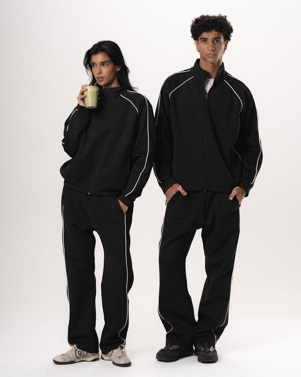 Black Wide Leg Track Pants Pants IN YOUR SHOE M 