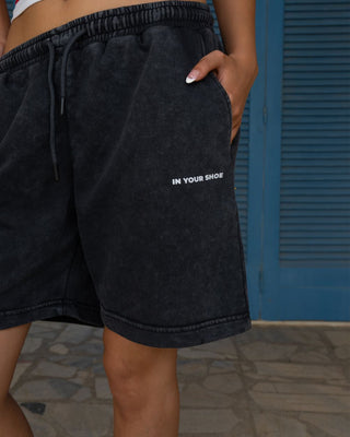 Black Wide-Leg Washed Sworts Sworts IN YOUR SHOE 