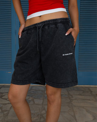 Black Wide-Leg Washed Sworts Sworts IN YOUR SHOE 