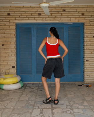 Black Wide-Leg Washed Sworts Sworts IN YOUR SHOE 