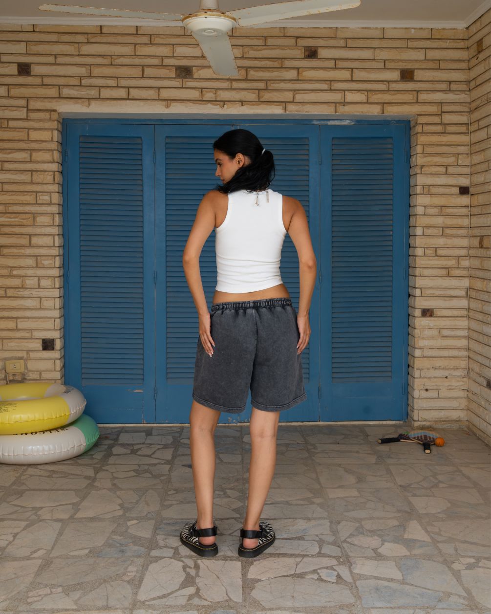 Blackened Pearl Wide-Leg Washed Sworts Sworts IN YOUR SHOE 
