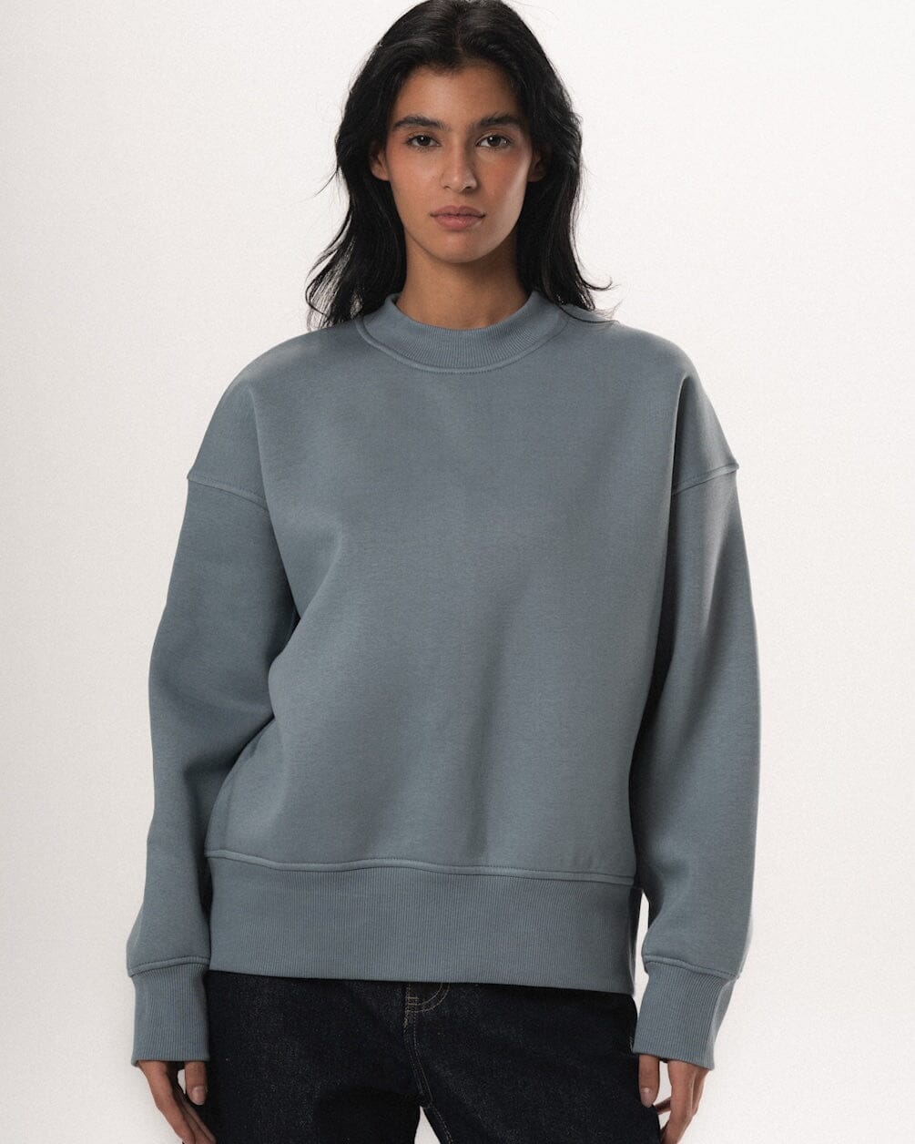 Blue Basic Boxy Crewneck Crewnecks IN YOUR SHOE L 