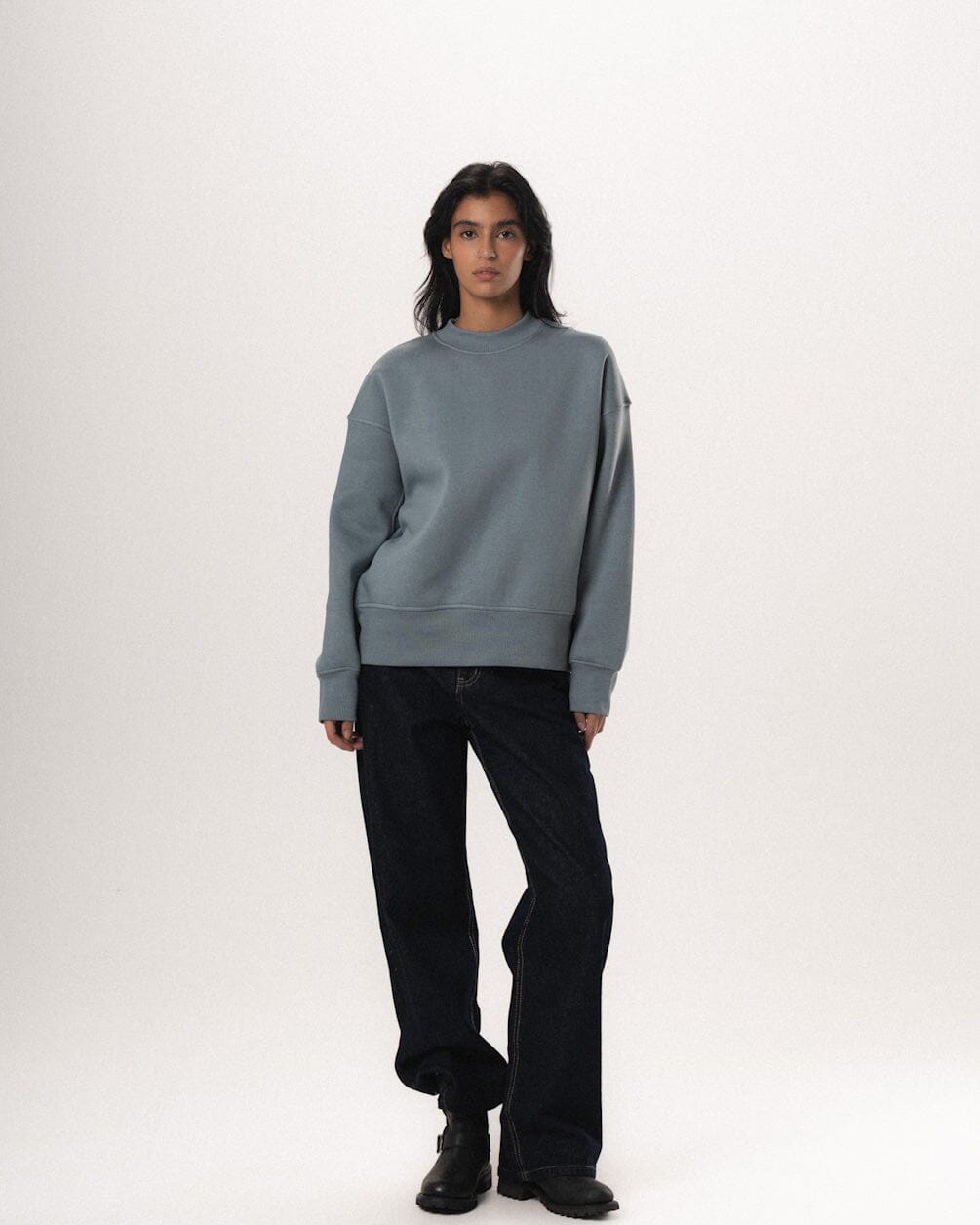 Blue Basic Boxy Crewneck Crewnecks IN YOUR SHOE M 