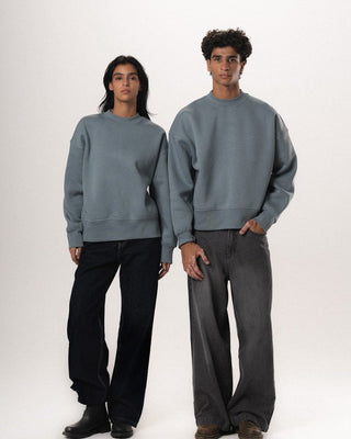 Blue Basic Boxy Crewneck Crewnecks IN YOUR SHOE S 