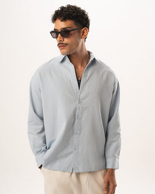 Blue Boyfriend Linen Shirt Boyfriend Shirt IN YOUR SHOE M 
