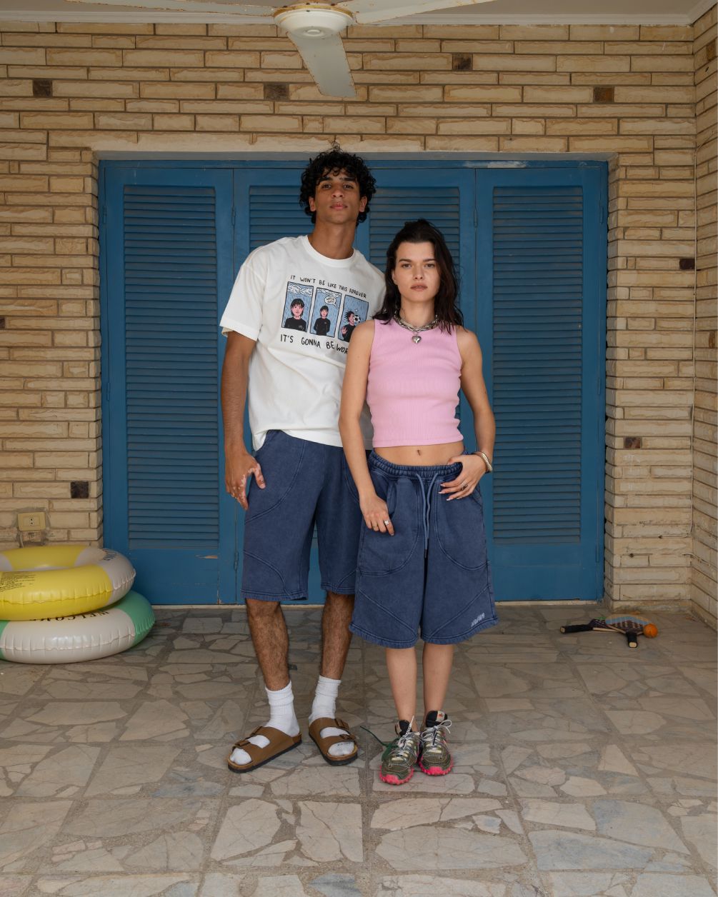 Blue Cotton Jorts Jorts IN YOUR SHOE S 