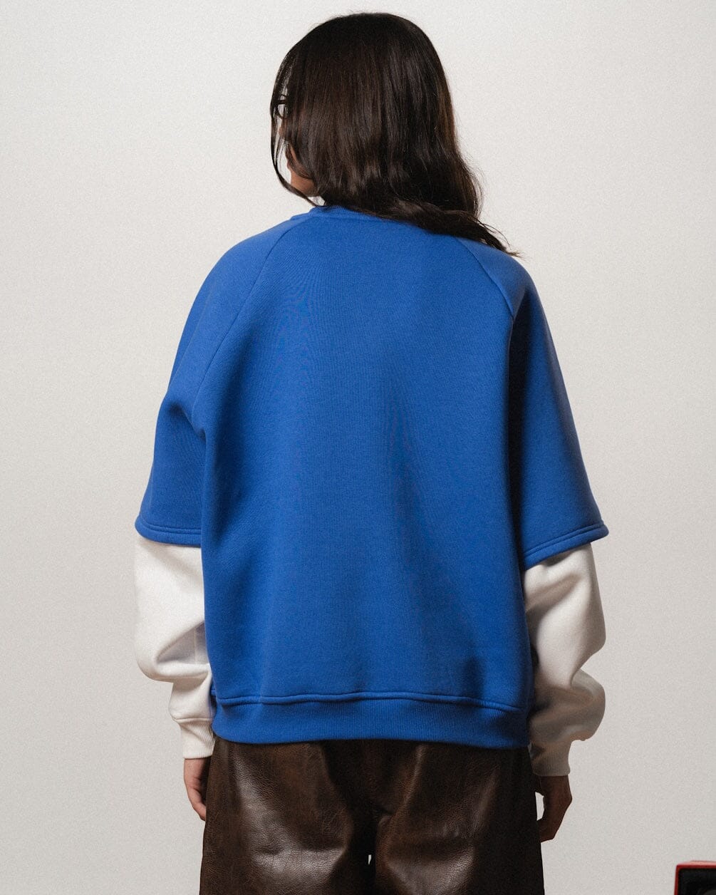 Blue Double Sleeves Oversized Crewneck Crewnecks IN YOUR SHOE L 