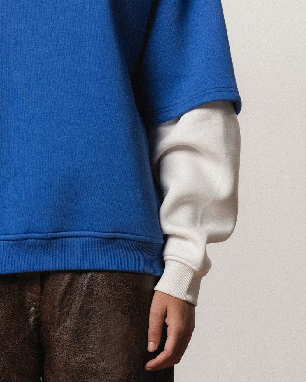 Blue Double Sleeves Oversized Crewneck Crewnecks IN YOUR SHOE 