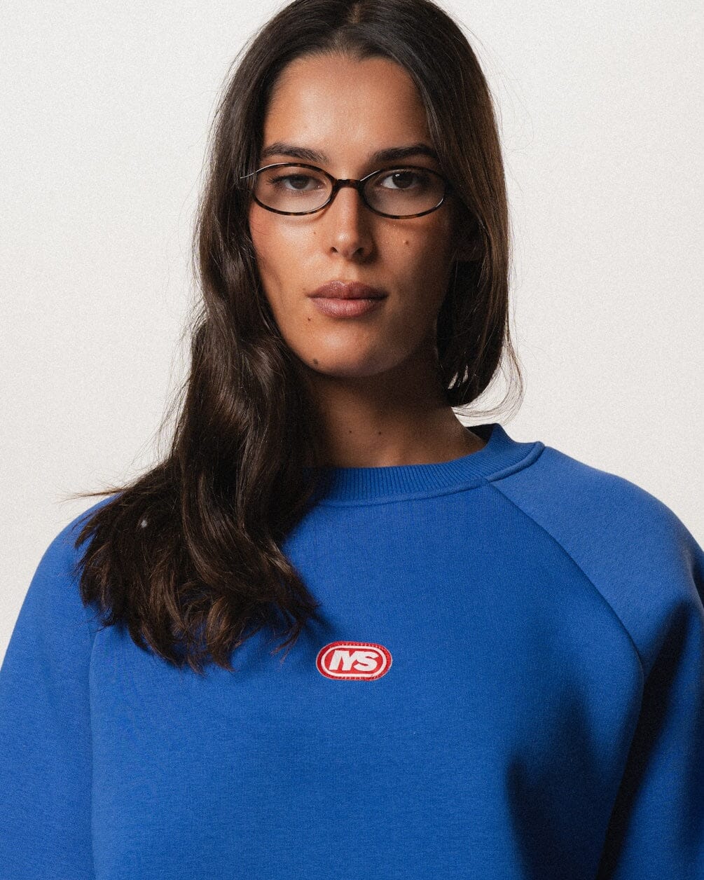 Blue Double Sleeves Oversized Crewneck Crewnecks IN YOUR SHOE XL 