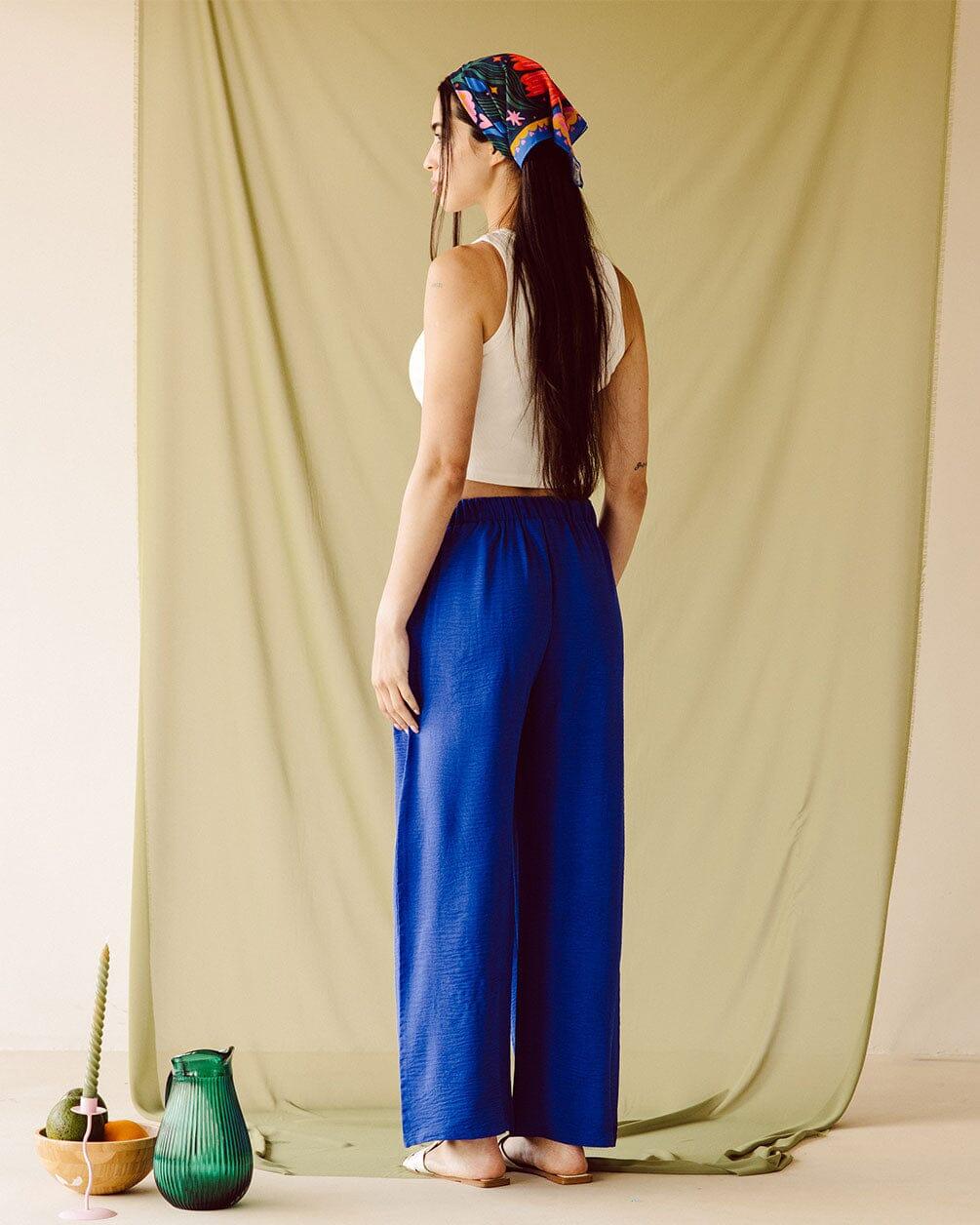 Blue Flowy Pants Flowy Pants IN YOUR SHOE L 