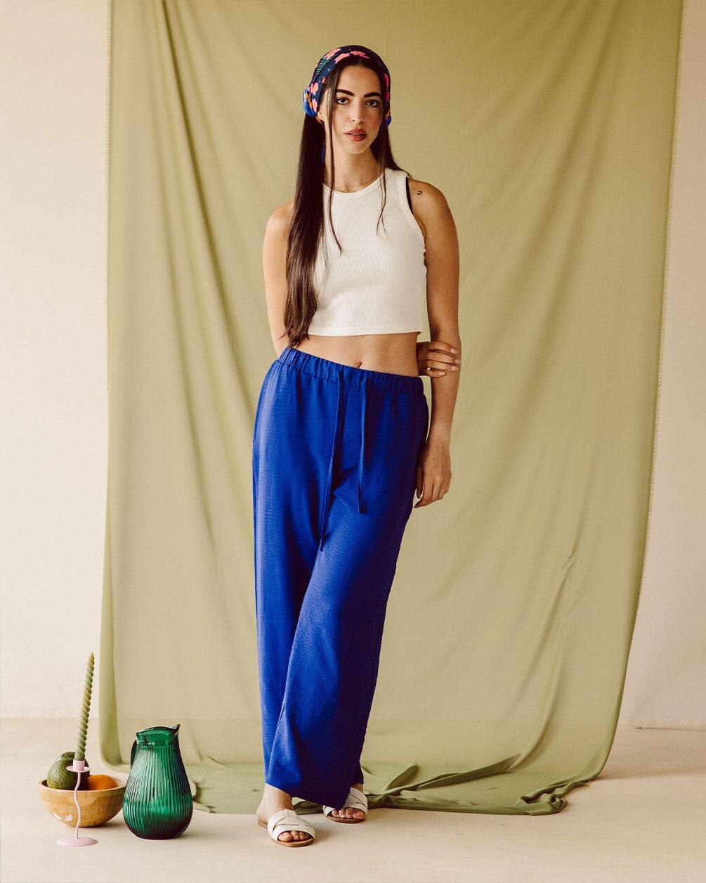 Blue Flowy Pants Flowy Pants IN YOUR SHOE M 