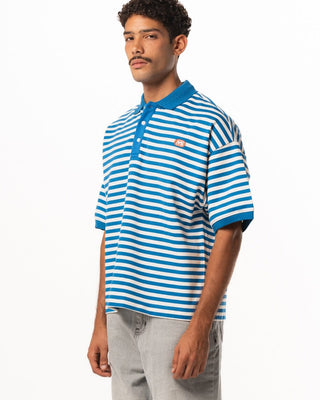 Blue Narrow Striped Boxy Polo Polo T-Shirts IN YOUR SHOE 
