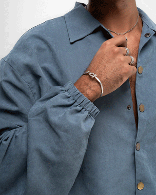 Blue Oversized Textured Windbreaker Windbreaker IN YOUR SHOE 