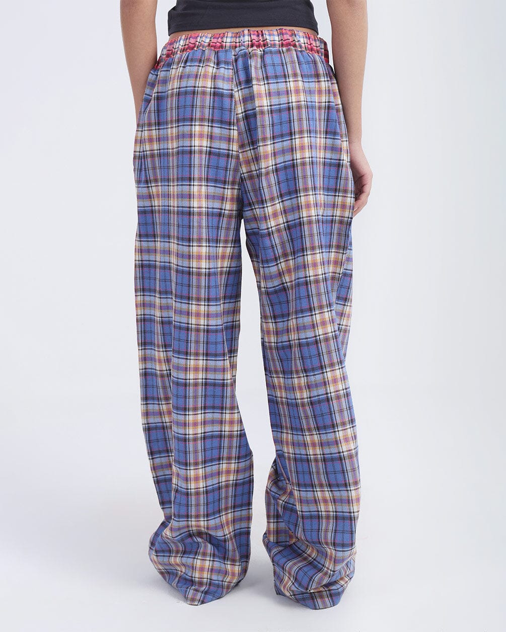 Blue Pink Multicolor Plaid Boxer Pants Boxer Pants IN YOUR SHOE S 